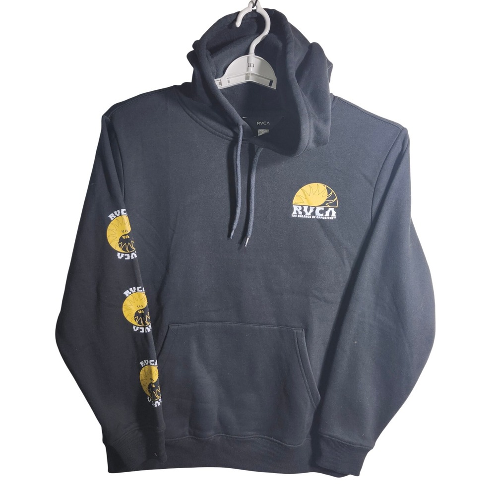 RVCA‎ Black Graphic Hoodie Sweatshirt Sun Moon Logo Print Size Small NWT